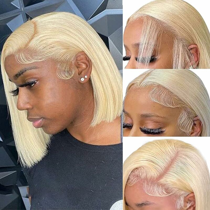Blonde 613 Lace Front Wigs For Women Short Bob Hair Wig Human Hair 13x4 Brazilian HD Straight Lace Frontal Wig Pre Plucked