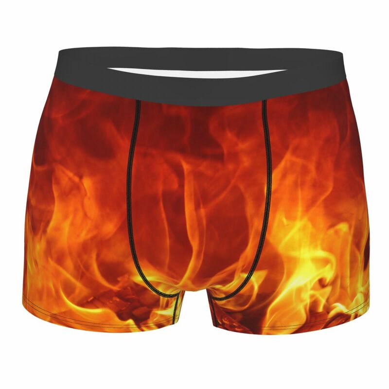 Burning Man Underwear Bright Fire Boxer Shorts Panties Sexy Soft Underpants for Male Plus Size