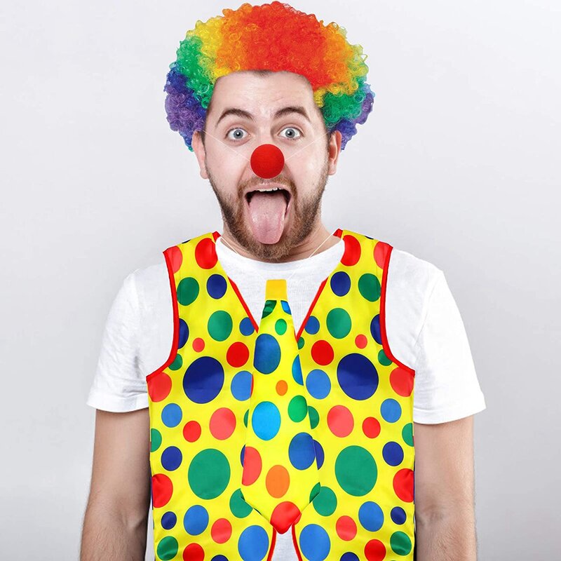 Clown Kostüm Clown Perücke Clown Nase Zubehör Fliege weiße Handschuhe für Frauen Männer Erwachsene Karneval Party
