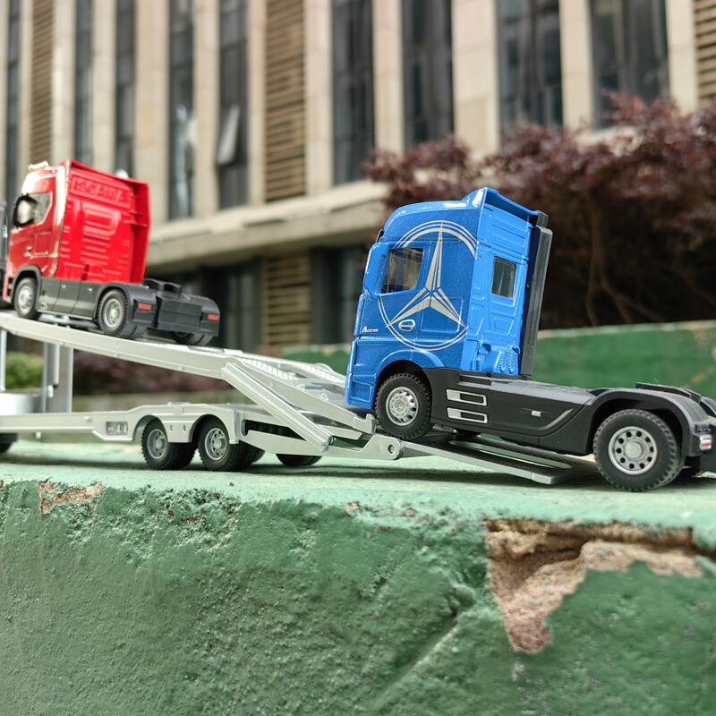 1:50 lega pressofuso grande modello di camion auto giocattolo simulazione contenitore giocattolo suono e luce tirare indietro modello di veicolo regali per bambini