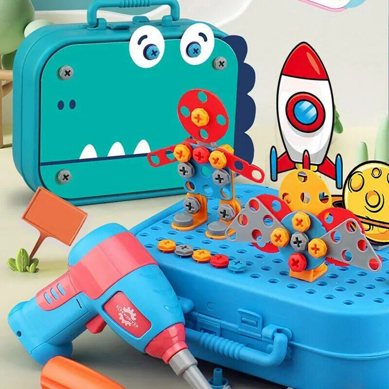 Educational Montessori Kids Toys  Electric Toolbox Pretend Play Preschool Children Nut Screw Assembly Simulation Carpenter Tool