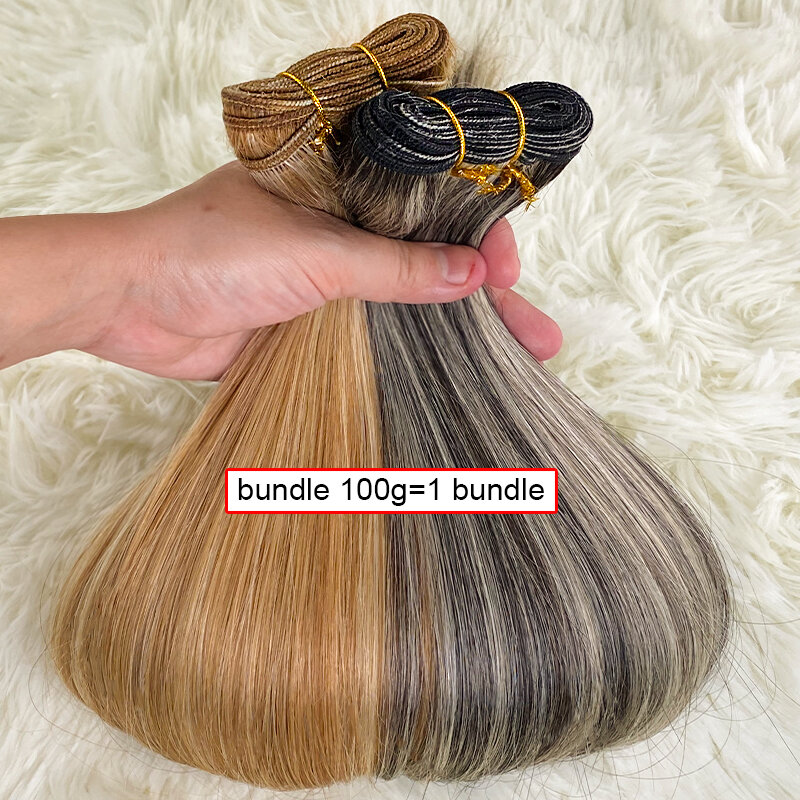 15a Dubbele Full Vietnam Hair Highlight Kleur Menselijk Haar Bundels Zijdeachtig Steil Haar Weven Gemengde Kleur Dubbele Inslag Haar Bundels