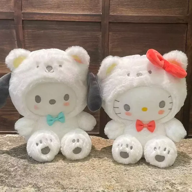 20CM Sanrio Plushies Hello Kitty Cinnamonroll Kuromi Pochacco wypchane pluszowe lalka bo niedźwiedź śliczne zabawki prezenty urodzinowe dla dzieci