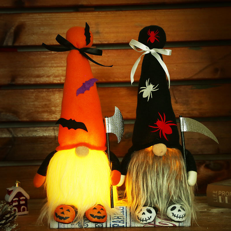 LED Halloween Dekorasi Tak Berwajah Boneka Kurcaci Cosplay Boneka GNOME Mainan Mewah Hiasan Meja Desktop Natal Hadiah Anak-anak