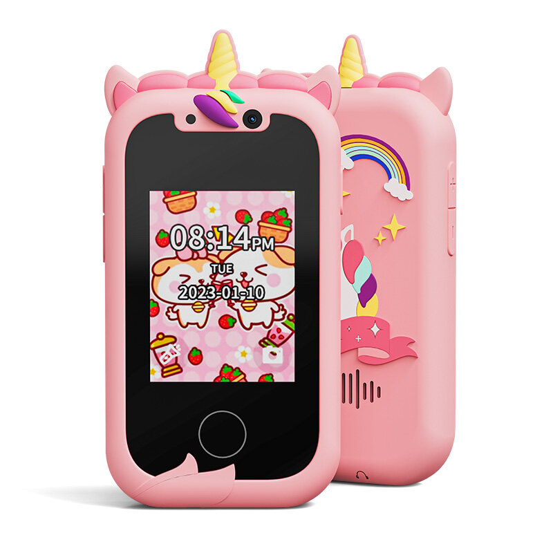 Kids Smart Phone Toys for Girls Unicorns Gifts 2.8 inch Touchscreen Dual Camera Music Player Learn Toys Christmas Birthday Gift