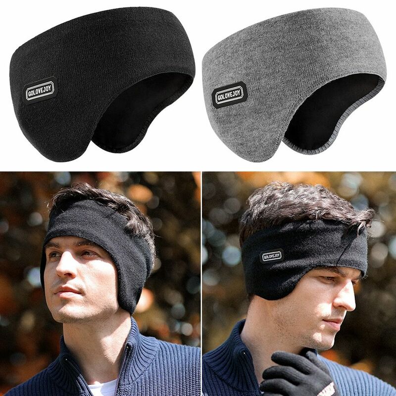 Double Layer Earmuffs para homens, faixa de cabelo, ao ar livre, esporte, esqui, equitação, windproof, headwear quente, clássico, preto, cinza cor, inverno
