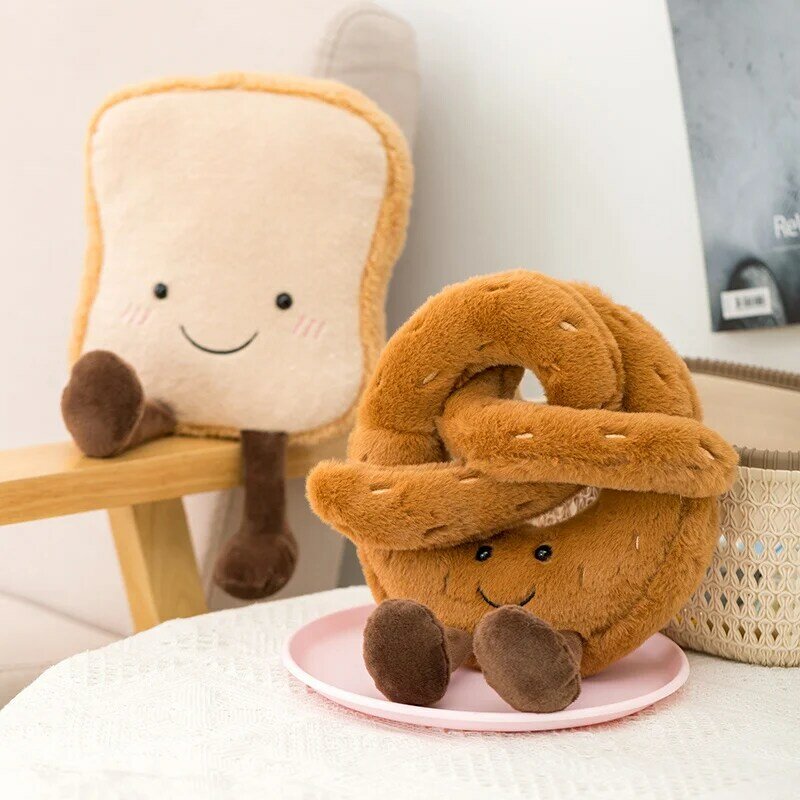Cute Plush Toast Bread Pretzel Croissant Baguette Toy Stuffed Food Bread Soft Doll Kids Comfort Toys Birthday Gift