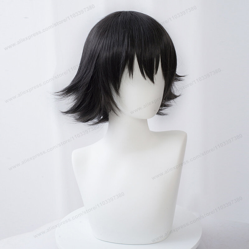 Ranpo Edogawa Cosplay Wig 30cm Short Natural Black Hair Anime Heat Resistant Synthetic Wigs