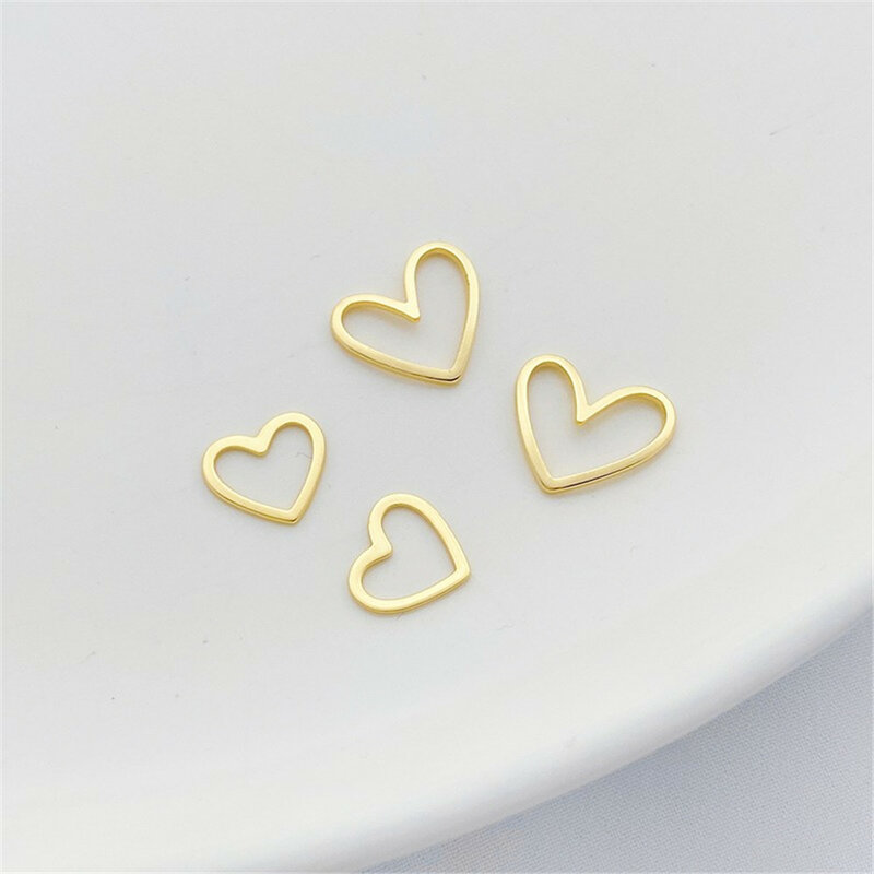 14K Gold-plated Hollow Curved Heart Pendant Handmade Diy Bracelet Necklace Earrings Jewelry Accessories Q028