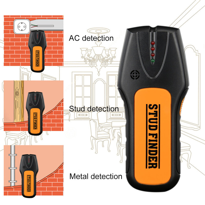 AC Live Wire Copper Finder Electric Metal Wood Studs Tough Wall Scanner Metal Detector Easily Carrying Lightweight Tools