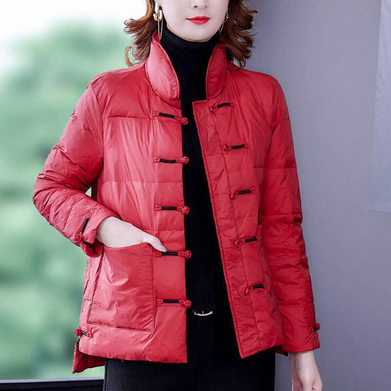 여성용 경량 짧은 버클 다운 코튼 오버코트, 여성 캐주얼 따뜻한 파카, 겉옷, 가을, 겨울 재킷, 2023, 새로운 패션