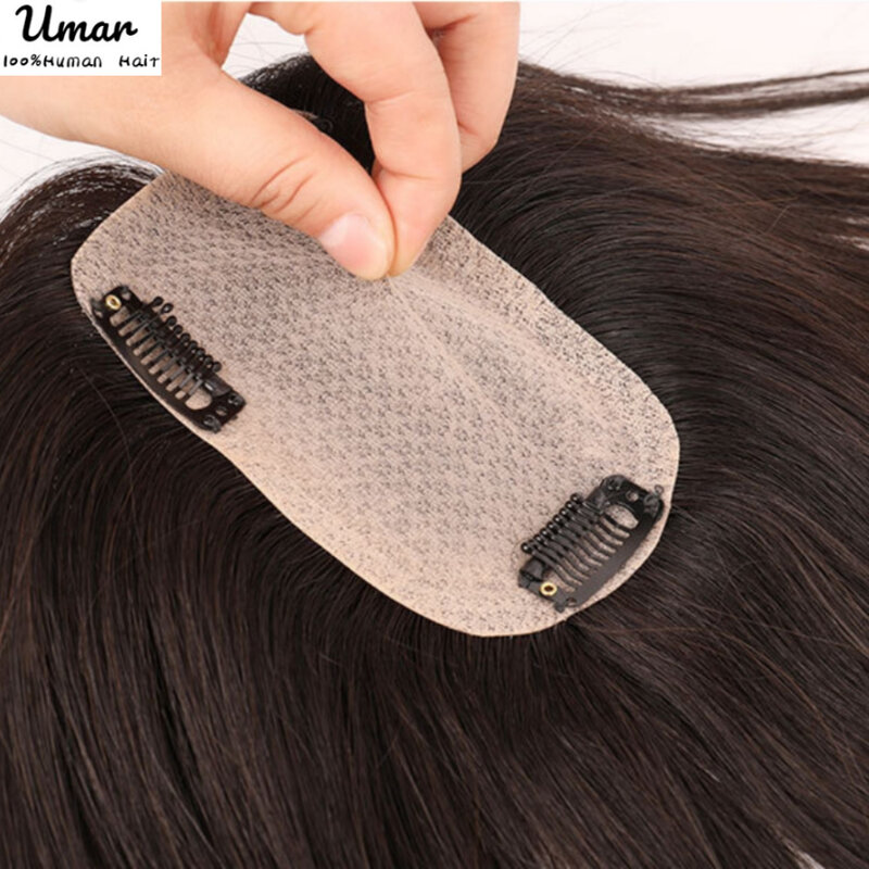 Aksesori rambut manusia Topper wanita wig rambut dasar sutra klip alami Topper rambut pengganti rambut lurus rambut wanita