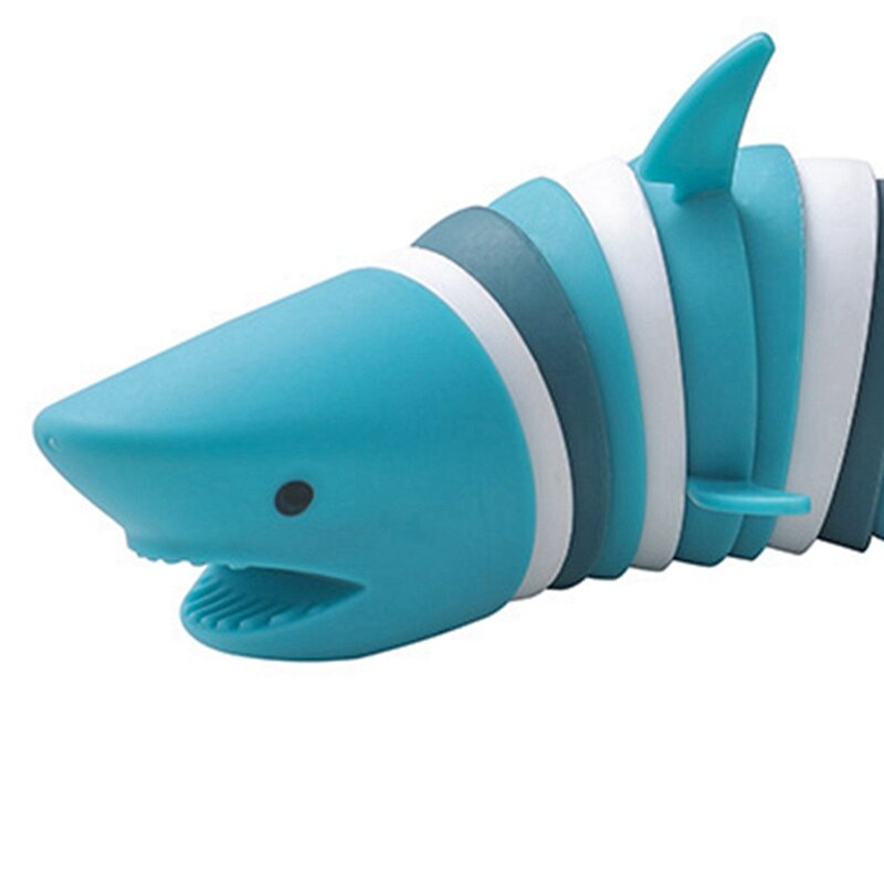 3D Tubarão Articulado Stress Reliever Hand Toy, Aliviar a pressão e Anti-Ansiedade 18.5x8x5.5cm, 2pcs
