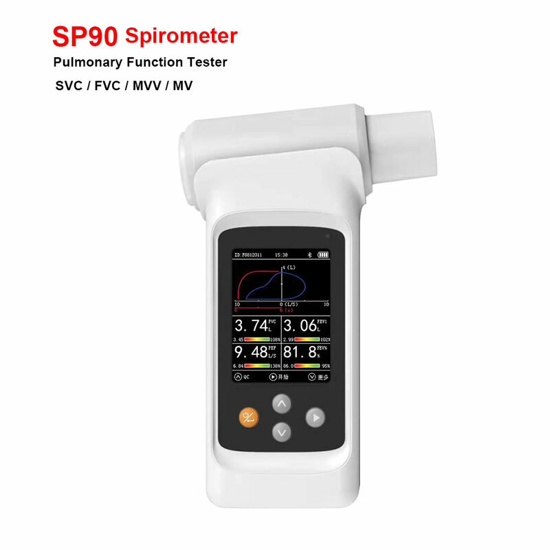 Espirómetro SP90, probador de función pulmonar, espirógrafo de estado respiratorio SVC, FVC, MVV, MV, multiparámetro espirómetro, nuevo