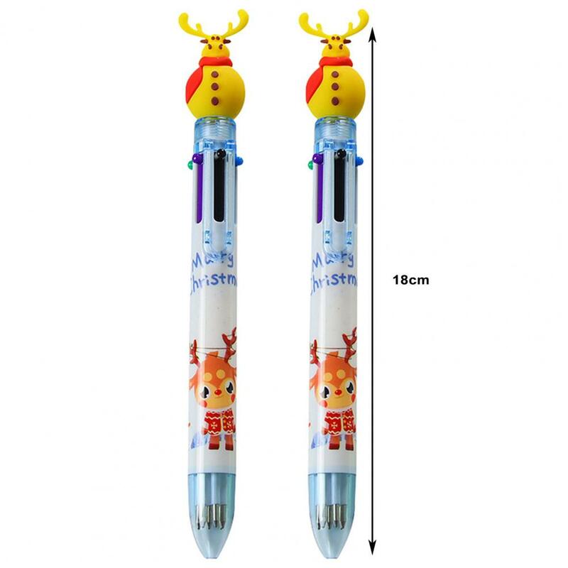 2Pcs Christmas Ballpoint Pens 6 Color Creative Stationery Set with Festive Designs Smooth Writing Wear-Resistant Ballpoint Pens