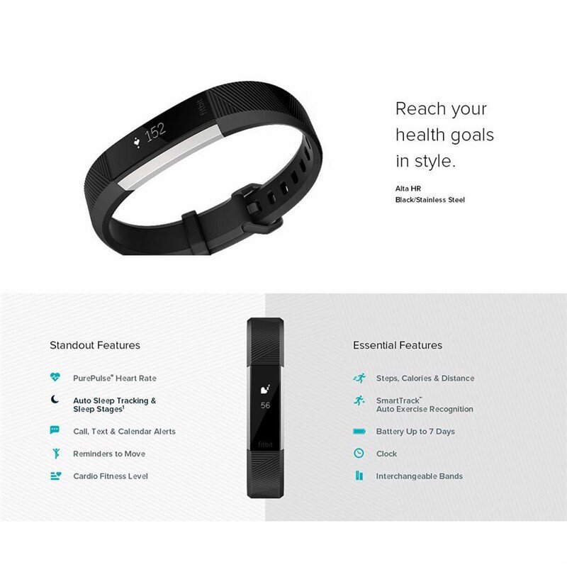 Bracelet connecté Fitbit Alta HR, moniteur d'activité physique, grand/petit, tendance