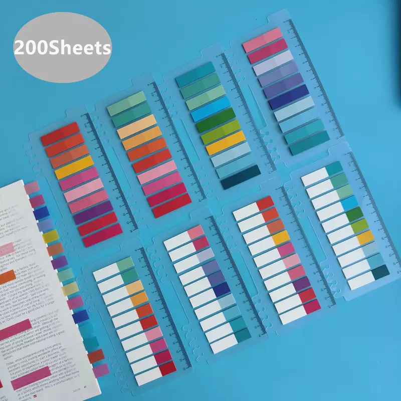 200 Sheets Stickers Posted It Transparent Sticky Notebook Pads Notepads Clear Bookmark Read Book Stationery School Supplie