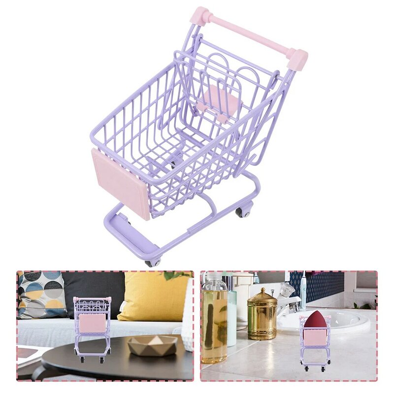 Carrito de compras de juguetes para niños pequeños, carrito de supermercado, pequeño, rosa, escritorio de almacenamiento, miniatura
