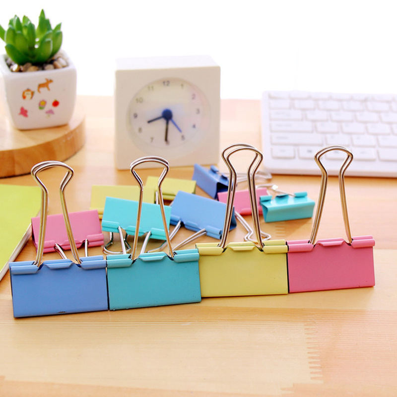 1 Box Metal Paper Clips 15mm/19mm/25mm/32mm/41mm Colorful Candy Color Clip for Book Stationery School Office Supplies