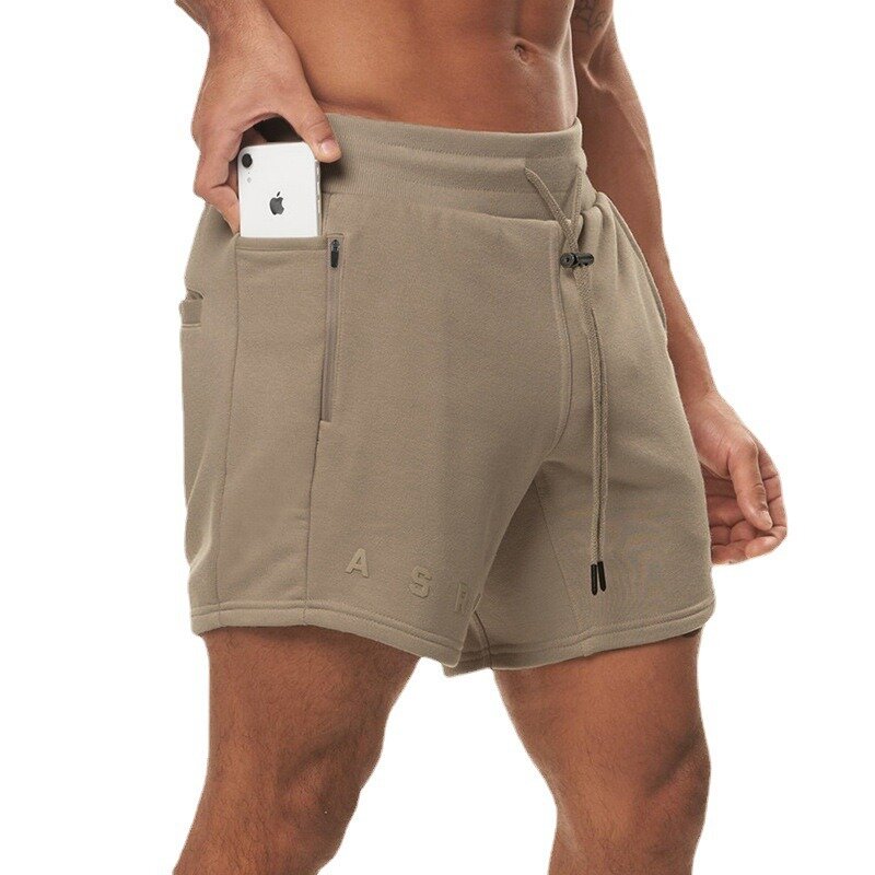 Shorts esportivos com alças retas para homens, calças de corrida, calças cortadas, roupas de basquete, roupas multibolso