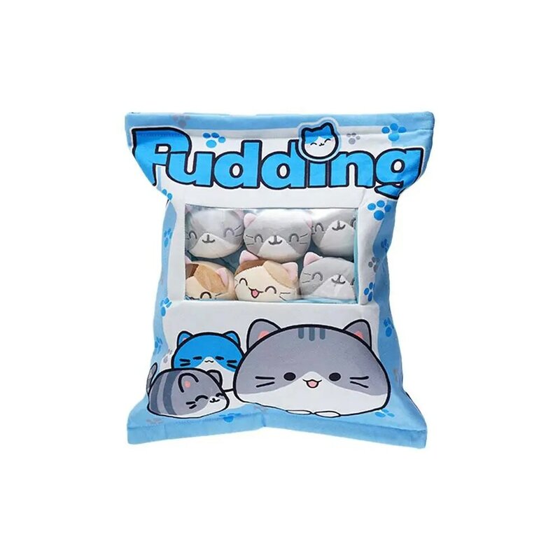 Słodki kociak poduszka z przekąskami Pudding ozdobna, wypchana Mini kocimi lalkami Pudding pluszowa zabawka Kawaii pluszowa poduszka prezenty