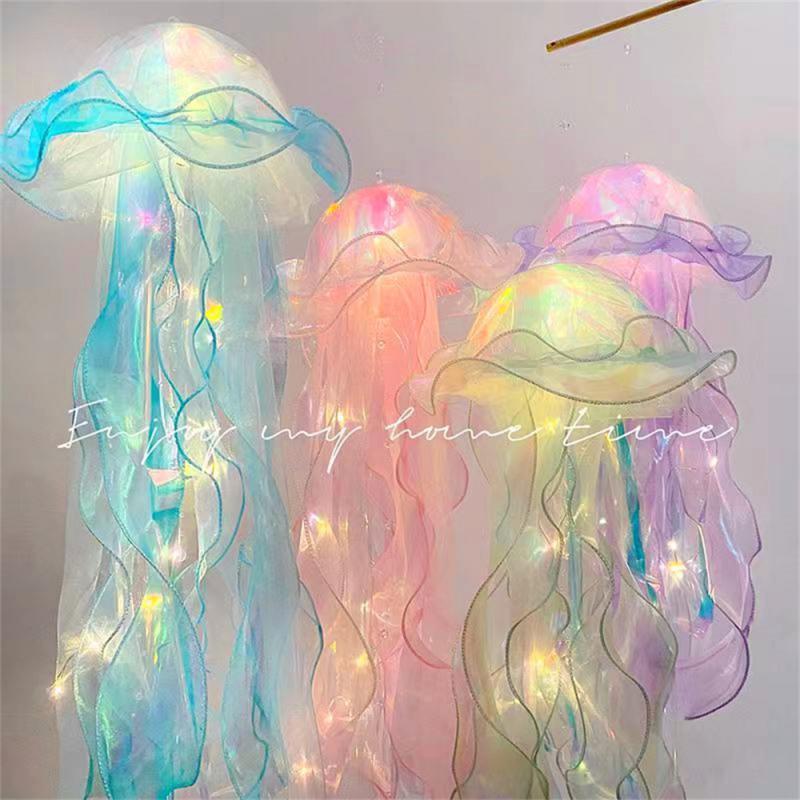 Переносная лампа в виде медузы, цветочный светильник для декора комнаты для девочек, ночник для спальни, освещение для домашнего декора