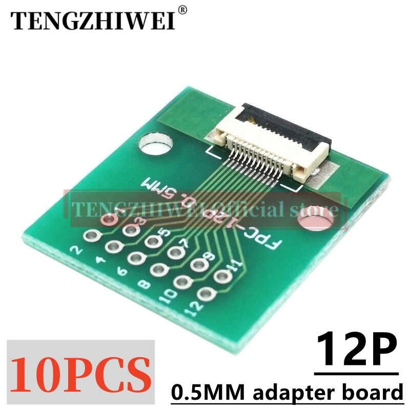 10PCS FFC/FPC adapter board 0.5MM-12P to 2.54MM welded 0.5MM-12P flip-top connector