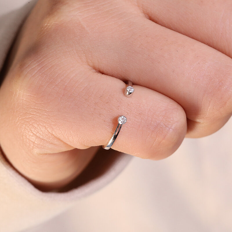 AEAW 14K emas putih bulat 0,06ctw CVD HPHT Lab cincin berlian untuk wanita buatan tangan cincin pertunangan pengantin hadiah ulang tahun