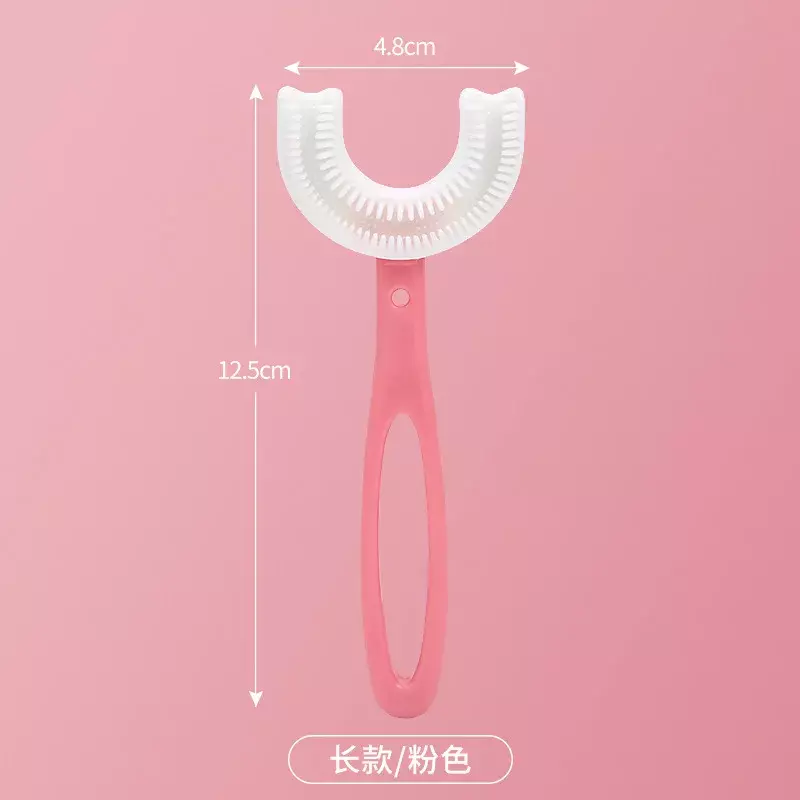 Escova de dentes infantil em forma de U, escova de silicone infantil, dentes para crianças, higiene oral, 360 graus