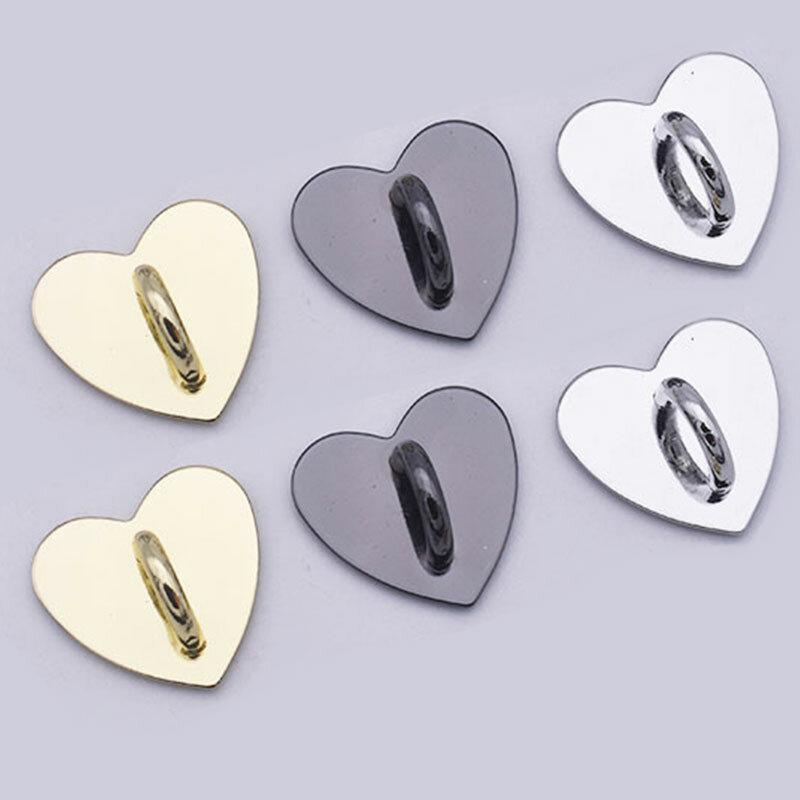 Anneau de support adhésif en métal en forme de cœur pour téléphone portable, 5 pièces, avec crochet, fermoir, accessoire, chaîne, kawaii
