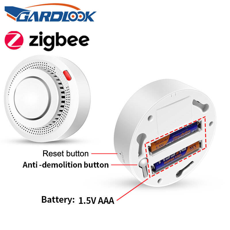 GARDLOOK Smoke Detector Zigbee Smoke leak Detectors Prevention Smoke Sensor Tuya Smart Install in Non smoking area or kitchen