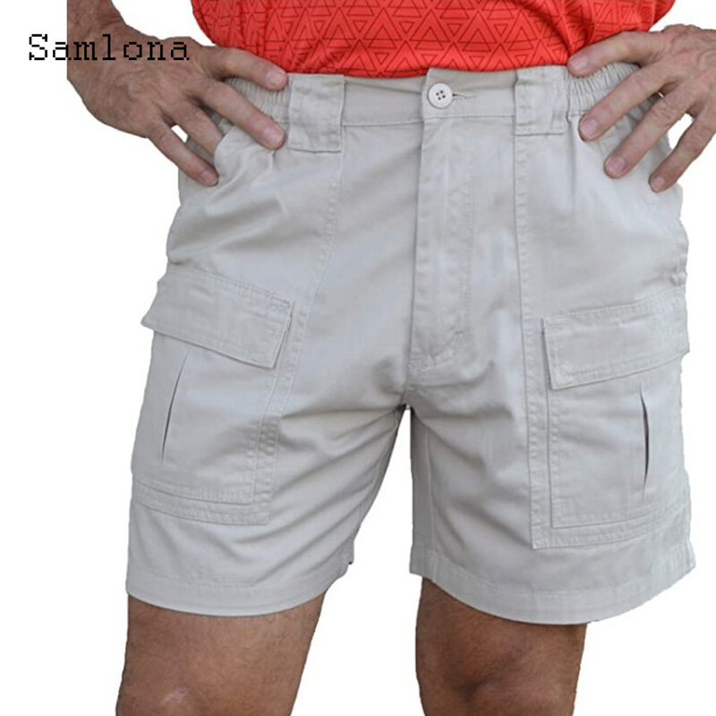 Männer Outdoor Fashion Taschen Shorts 2023 Sommer Strand Shorts Khaki Weiß Männlichen Casual Kordelzug Halb Höschen Sexy Herren Kleidung