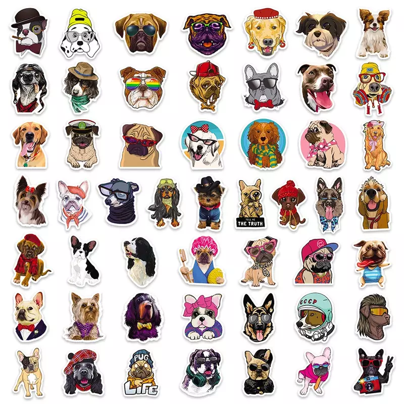 Autocollant imperméable graffiti chien, dessin animé mignon, animal de compagnie créatif, bricolage personnalisé, valise, tasse, bijou, vente en gros, 10 pièces, 30 pièces, 50 pièces