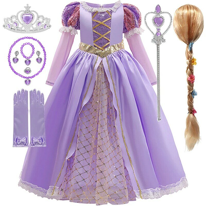 Disney Meisjes Slapende Schoonheid Aurora Cosplay Prinsessenjurk Kids Rapunzel Frozen Elsa Cinderella Kostuum Feestkleding 2-12 Jaar