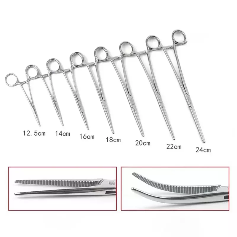 Stainless Steel Hemostatic Forceps Vascular Forceps Surgical Clips Straight Elbow Large and Small Mosquito Clips Complete Models