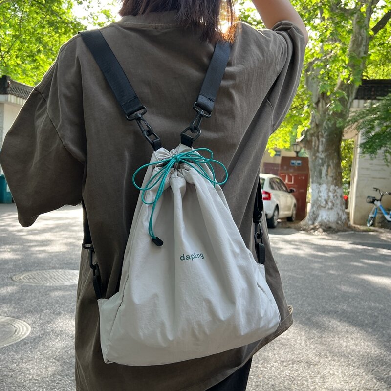 Nylon Solid Color Cute Backpacks Women Female Lightweight  Drawstring School bags Girls  Teenage Softback Fashion Travel Bag
