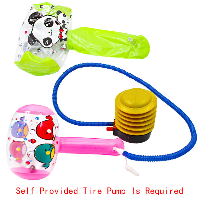 Martillo inflable de dibujos animados para niños, martillo de aire con campana, Color aleatorio, juguetes para hacer ruido, venta al por mayor, 1 unidad