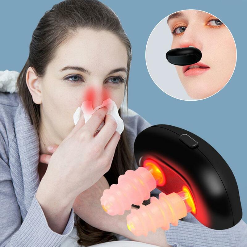 Portable Infrared Rhinitis Device Double Holes Low Care Nose Machine Frequency Black Therapy Nose Massage Pulse E6G9