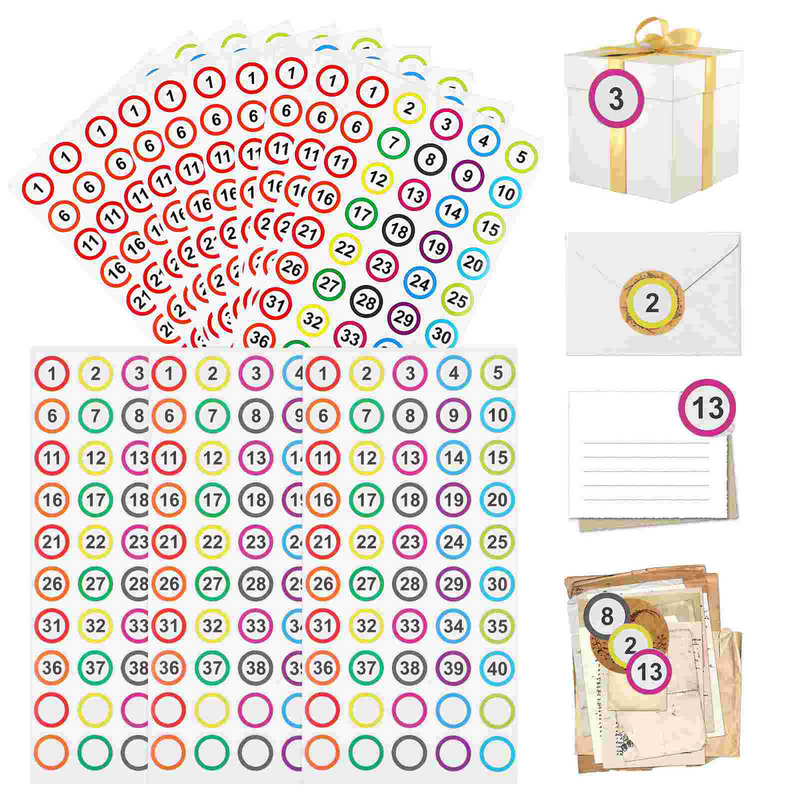 Etiquetas de números pequeños, etiquetas autoadhesivas para organizar, 1-40, 50 hojas
