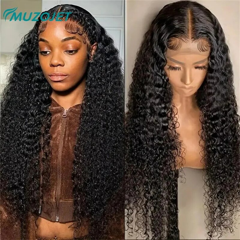 13x6 HD Lace Frontal Wigs Water Wave 180% Density Curly Human Hair Wigs 5x5 Glueless Lace Closure Wig For Women Beginners Precut