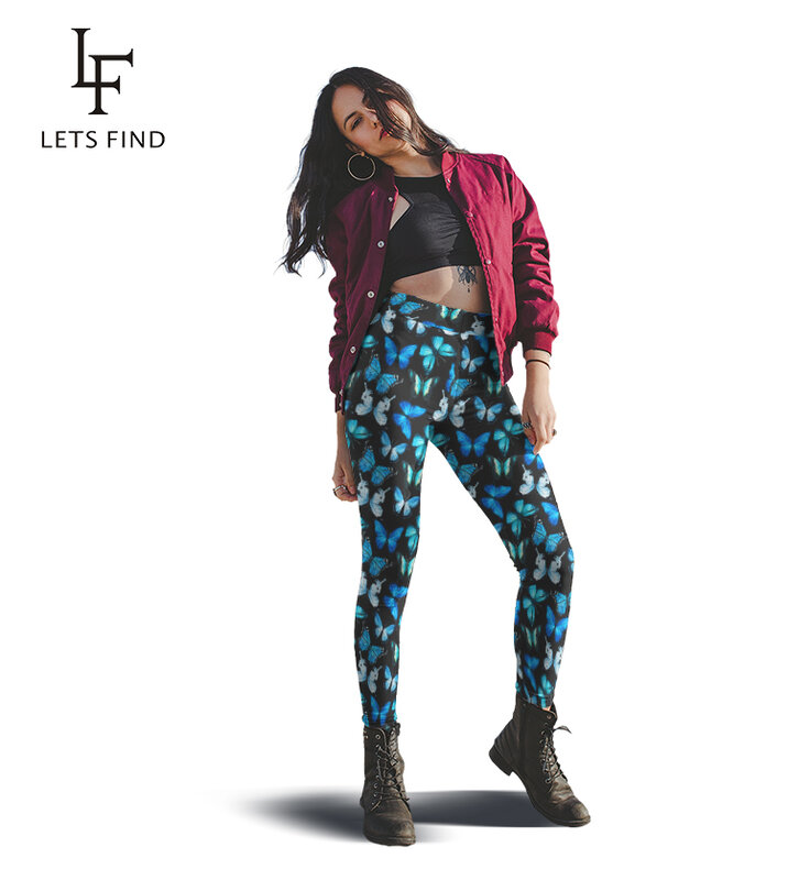 LETSFIND – pantalon taille haute pour femme, Leggings d'entraînement, motif papillon 3D, impression numérique, mode