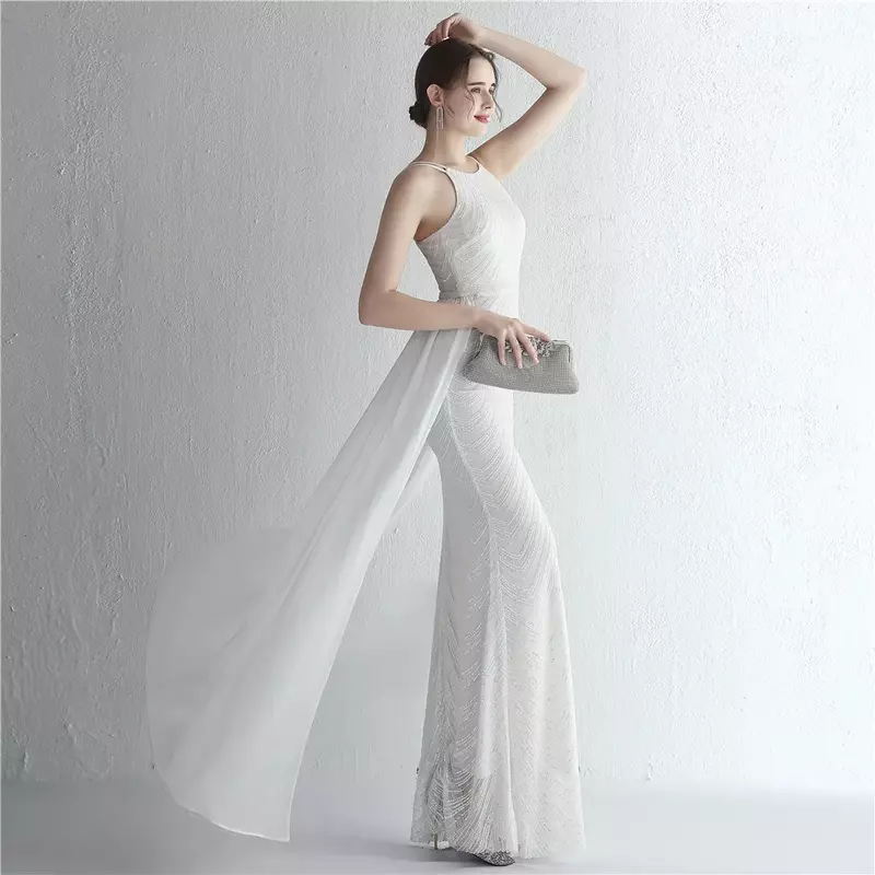 Sladuo Women Sleeveless O-Neck Sequin Dress Sparkly Glitter Wrap Dress Cocktail Wedding Maxi Dresses With Waist Mesh
