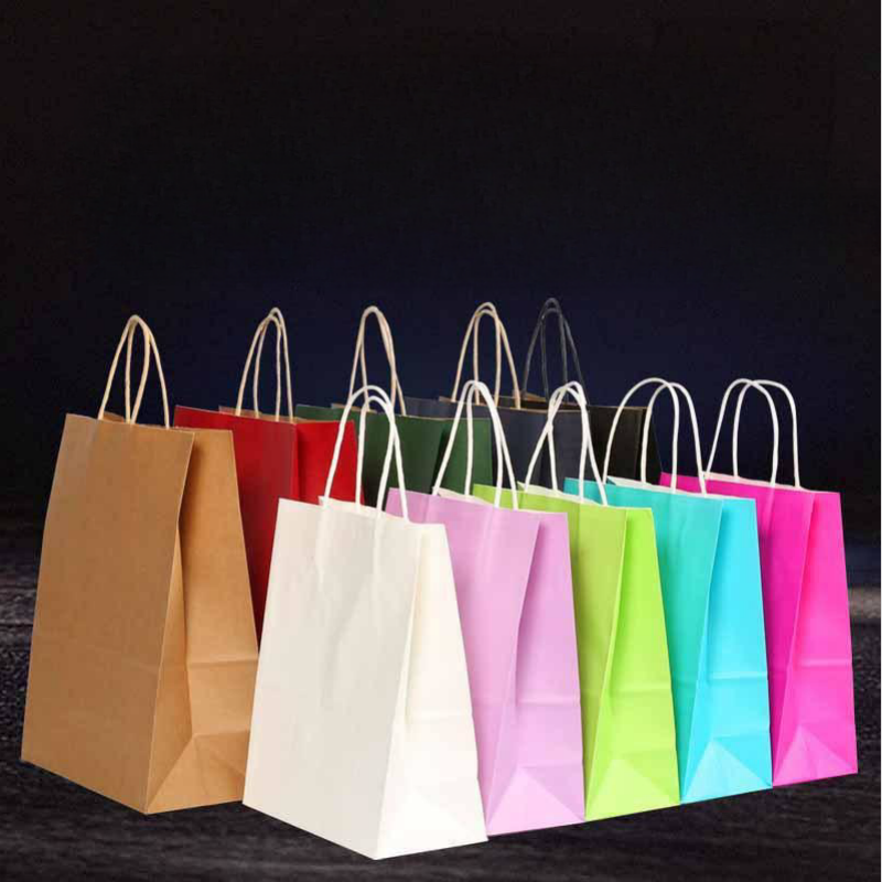 S/L 크래프트 페이퍼 쇼핑백, 다채로운 접이식 사각형 소형 가방, 결혼식 생일 선물 포장 가방, 쇼핑몰 핸드백