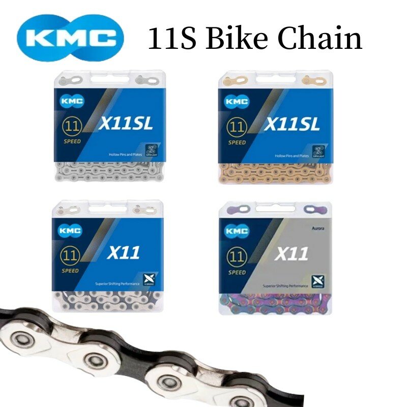 KMC-X11 X11SL MTB Estrada de Bicicleta Cadeia, 11V, 11Speed Bike Crankset, Shimano SRAM Bikes Peças, Prata e Ouro