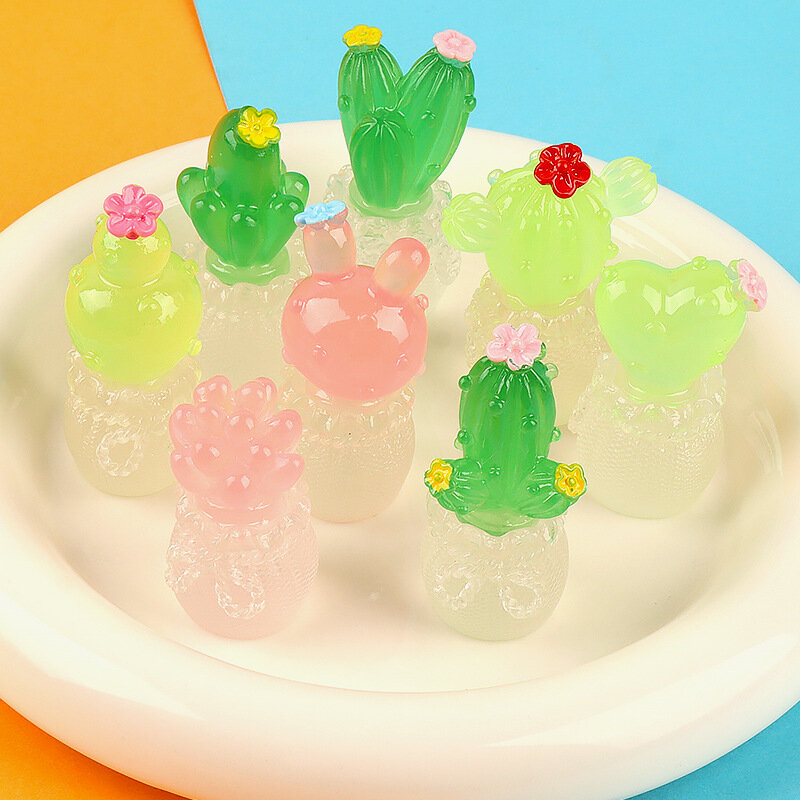 Lichtgevende Hars Cactus Ornamenten Miniatuur Simulatie Potplant Tuin Huisdecoratie