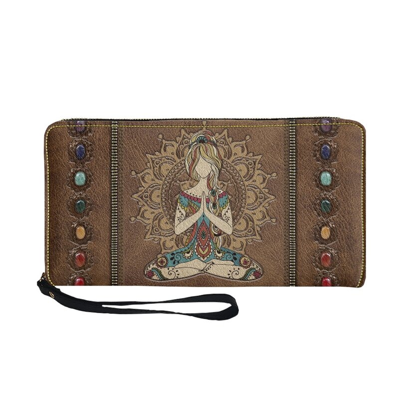 Mandala Yoga Mädchen Design Mode Frauen Brieftaschen weibliche Geldbörse Reiß verschluss schlanke Mädchen Karten halter Handy Brieftasche Carteras Para Mujer
