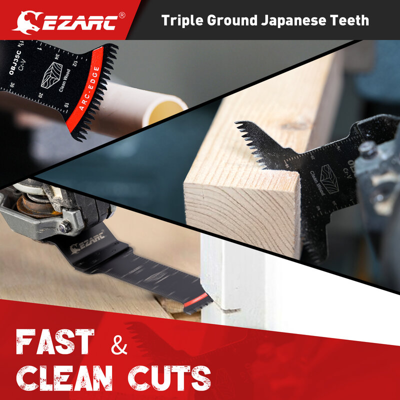 EZARC-Kit de cuchillas de herramienta oscilante de 7 piezas, hojas de sierra oscilantes de titanio para clavos de madera, Metal, Kits de cuchillas multiherramienta de plástico
