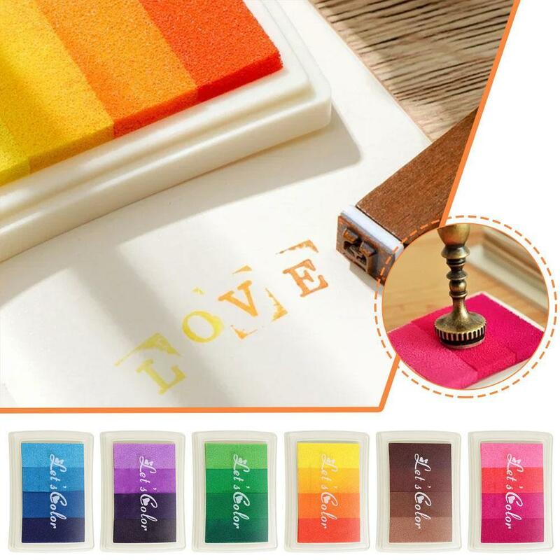 Bantalan tinta DIY berbasis minyak kerajinan Inkpad 4 warna untuk stempel karet kain buku tempel dekorasi pernikahan perlengkapan seni sidik jari anak