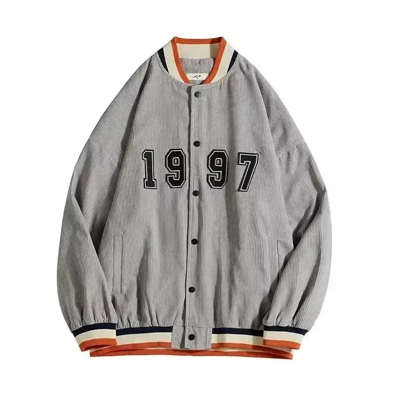미국 패션 여성 코듀로이 야구 자켓, 하라주쿠 루즈 코트 가을 캐주얼 중립 레트로 패션 스포츠 자켓 2022