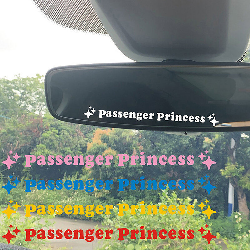Pegatina decorativa para espejo retrovisor de coche, calcomanía divertida de vinilo para espejo de princesa y estrella del pasajero, 2 piezas